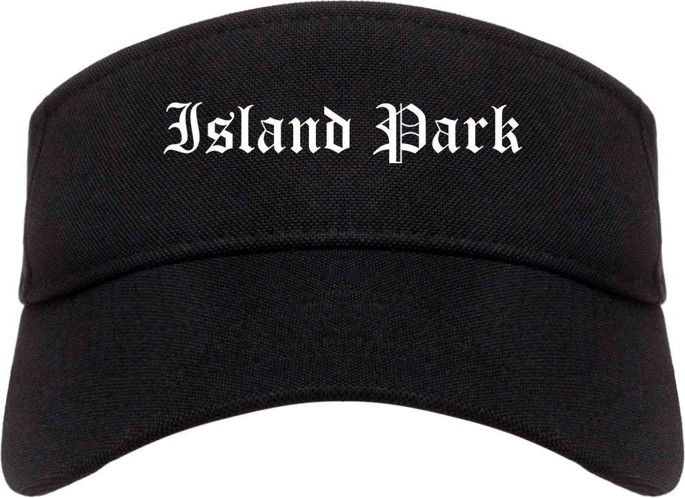 Island Park New York NY Old English Mens Visor Cap Hat Black