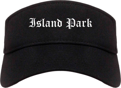 Island Park New York NY Old English Mens Visor Cap Hat Black