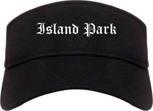 Island Park New York NY Old English Mens Visor Cap Hat Black