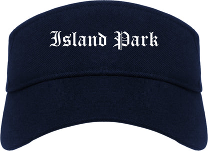 Island Park New York NY Old English Mens Visor Cap Hat Navy Blue