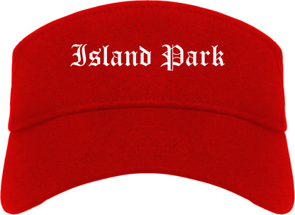 Island Park New York NY Old English Mens Visor Cap Hat Red