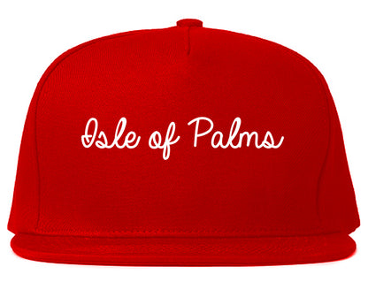 Isle of Palms South Carolina SC Script Mens Snapback Hat Red