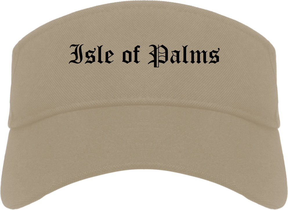 Isle of Palms South Carolina SC Old English Mens Visor Cap Hat Khaki