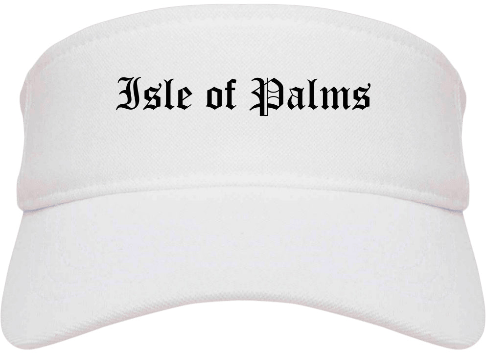 Isle of Palms South Carolina SC Old English Mens Visor Cap Hat White