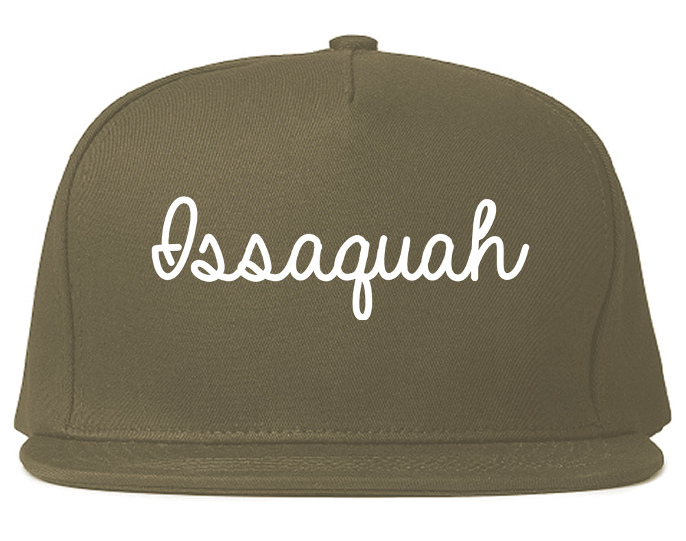 Issaquah Washington WA Script Mens Snapback Hat Grey