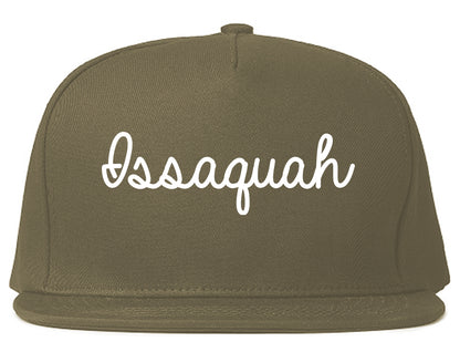 Issaquah Washington WA Script Mens Snapback Hat Grey