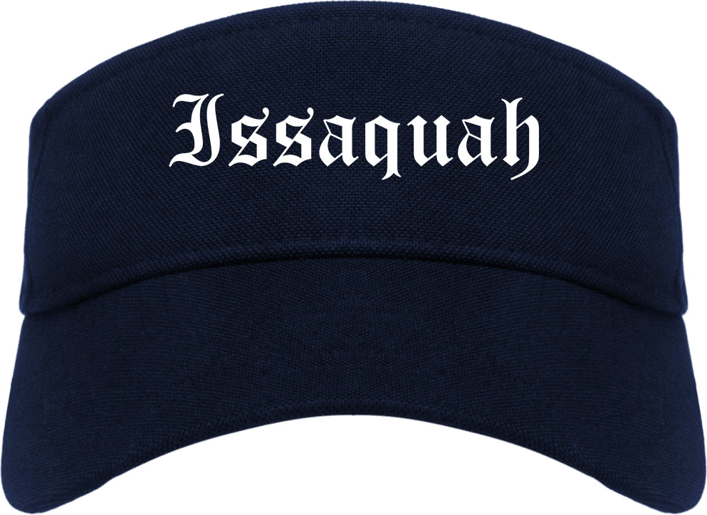 Issaquah Washington WA Old English Mens Visor Cap Hat Navy Blue