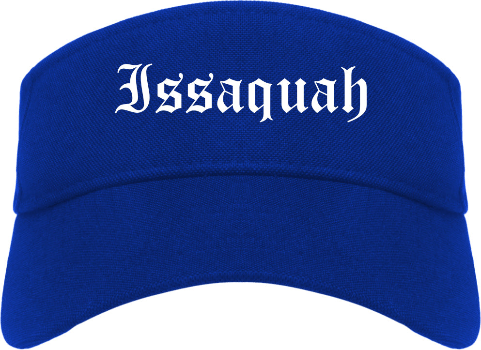 Issaquah Washington WA Old English Mens Visor Cap Hat Royal Blue