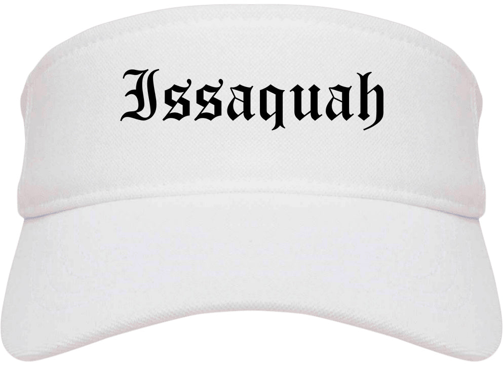 Issaquah Washington WA Old English Mens Visor Cap Hat White