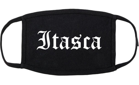 Itasca Illinois IL Old English Cotton Face Mask Black