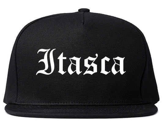Itasca Illinois IL Old English Mens Snapback Hat Black