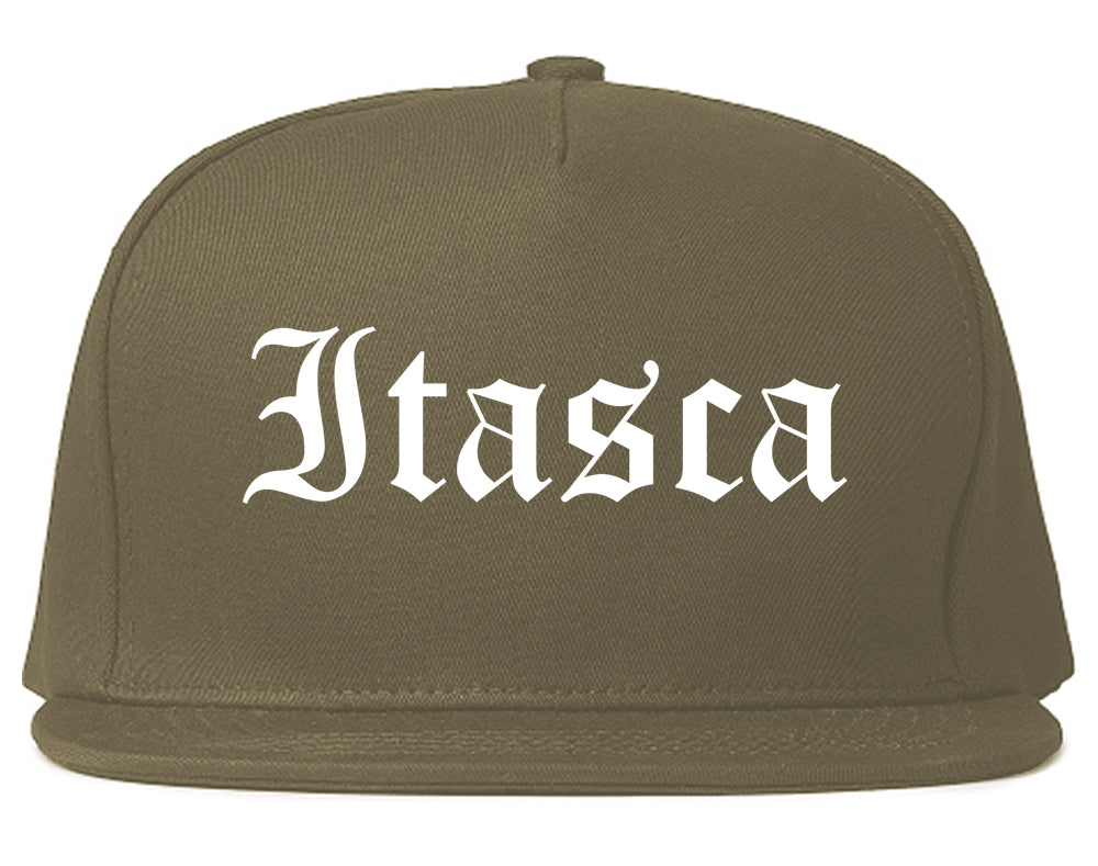 Itasca Illinois IL Old English Mens Snapback Hat Grey