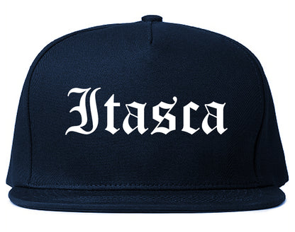 Itasca Illinois IL Old English Mens Snapback Hat Navy Blue