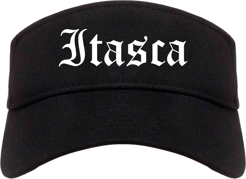 Itasca Illinois IL Old English Mens Visor Cap Hat Black
