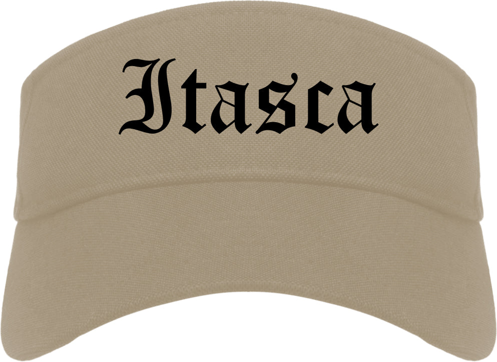 Itasca Illinois IL Old English Mens Visor Cap Hat Khaki