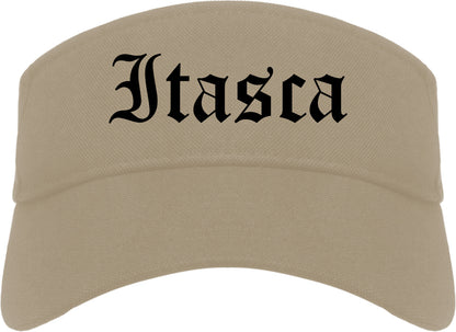 Itasca Illinois IL Old English Mens Visor Cap Hat Khaki