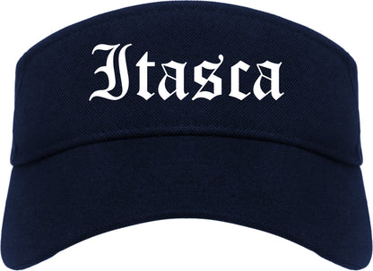 Itasca Illinois IL Old English Mens Visor Cap Hat Navy Blue