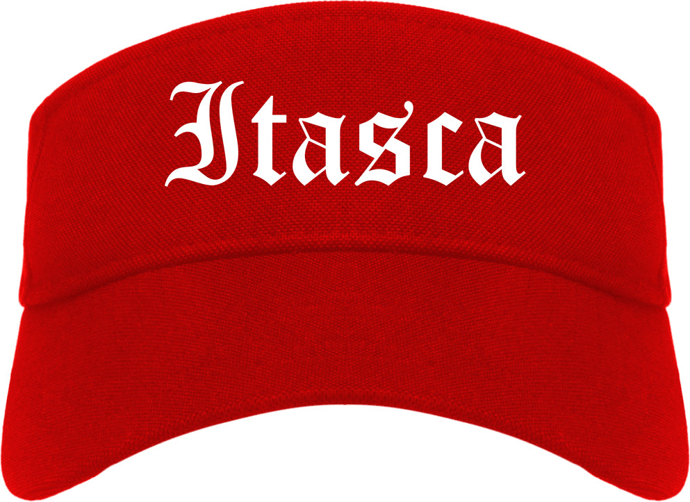 Itasca Illinois IL Old English Mens Visor Cap Hat Red