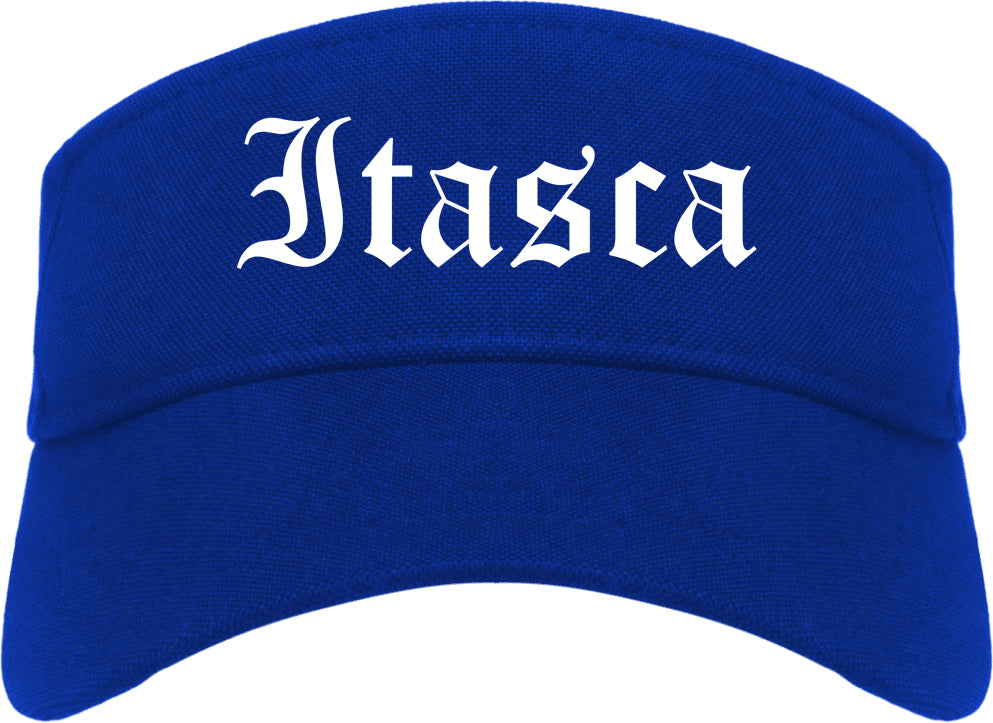 Itasca Illinois IL Old English Mens Visor Cap Hat Royal Blue