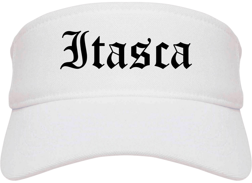 Itasca Illinois IL Old English Mens Visor Cap Hat White