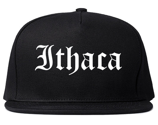 Ithaca New York NY Old English Mens Snapback Hat Black