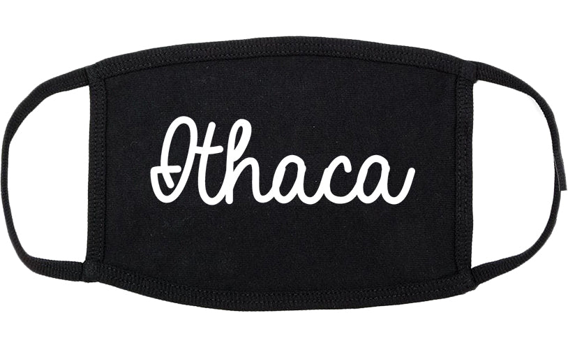 Ithaca New York NY Script Cotton Face Mask Black