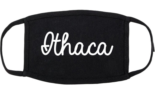 Ithaca New York NY Script Cotton Face Mask Black