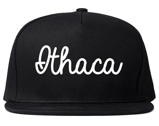 Ithaca New York NY Script Mens Snapback Hat Black