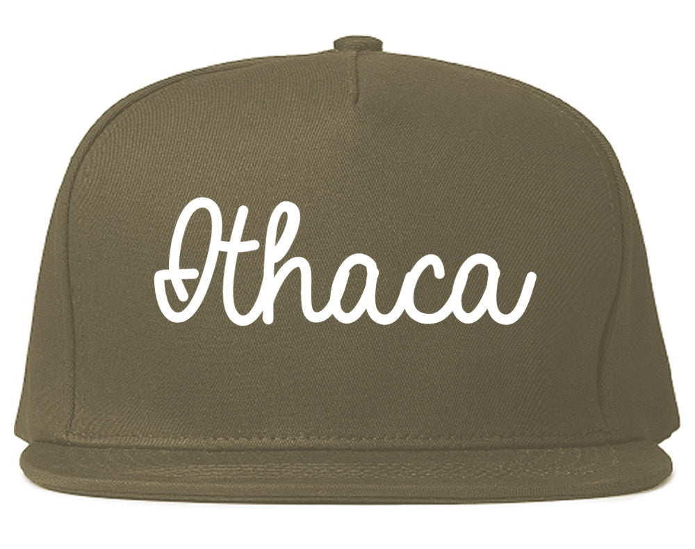 Ithaca New York NY Script Mens Snapback Hat Grey