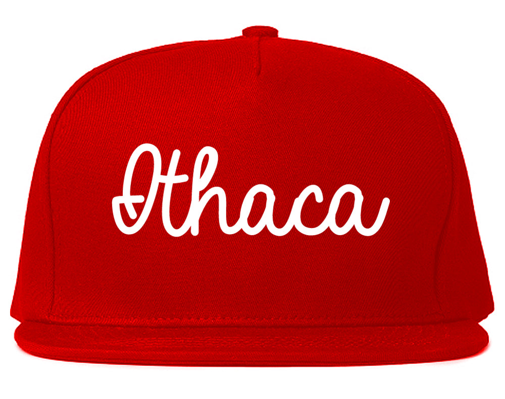 Ithaca New York NY Script Mens Snapback Hat Red