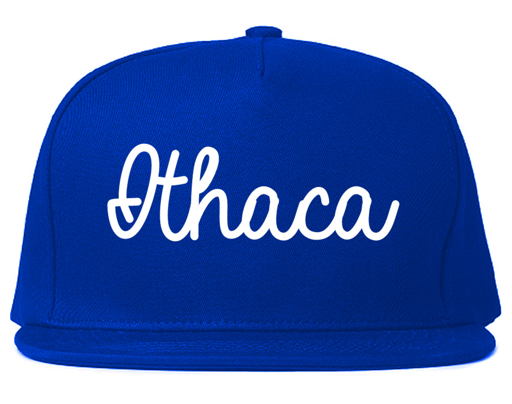 Ithaca New York NY Script Mens Snapback Hat Royal Blue