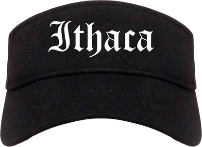 Ithaca New York NY Old English Mens Visor Cap Hat Black