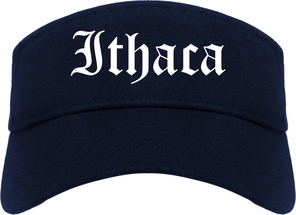 Ithaca New York NY Old English Mens Visor Cap Hat Navy Blue
