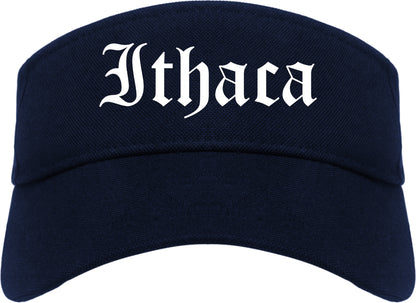 Ithaca New York NY Old English Mens Visor Cap Hat Navy Blue