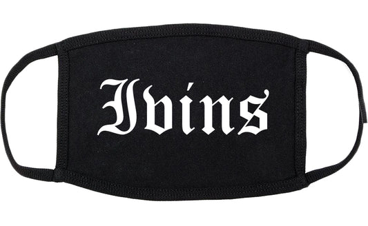 Ivins Utah UT Old English Cotton Face Mask Black