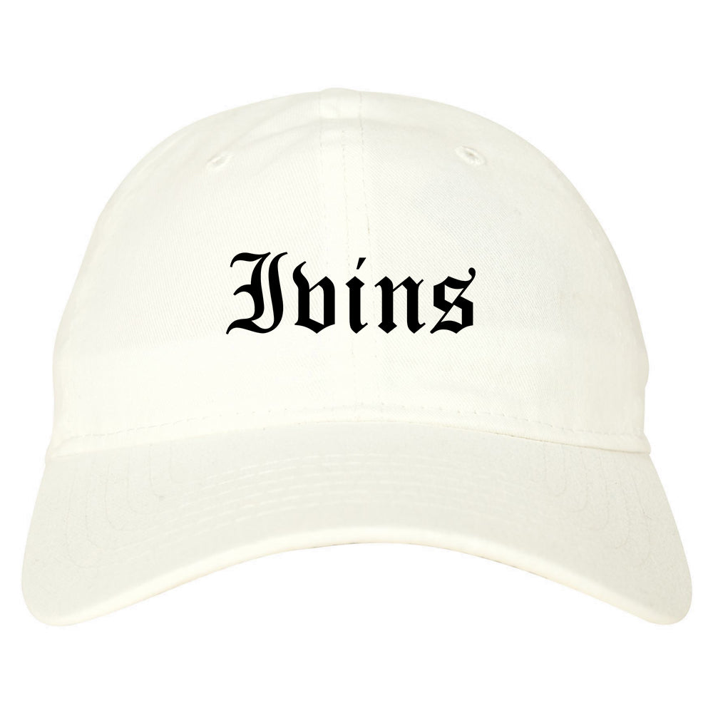 Ivins Utah UT Old English Mens Dad Hat Baseball Cap White
