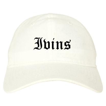 Ivins Utah UT Old English Mens Dad Hat Baseball Cap White