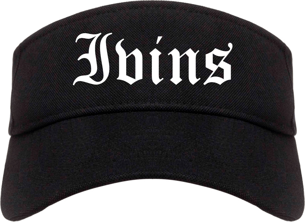 Ivins Utah UT Old English Mens Visor Cap Hat Black