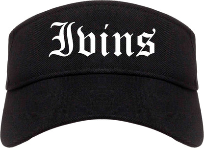 Ivins Utah UT Old English Mens Visor Cap Hat Black