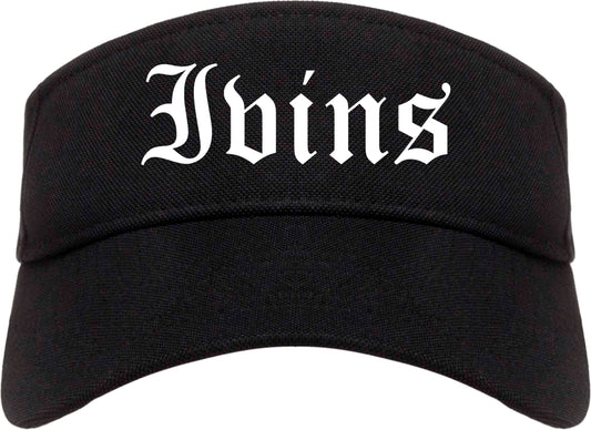 Ivins Utah UT Old English Mens Visor Cap Hat Black
