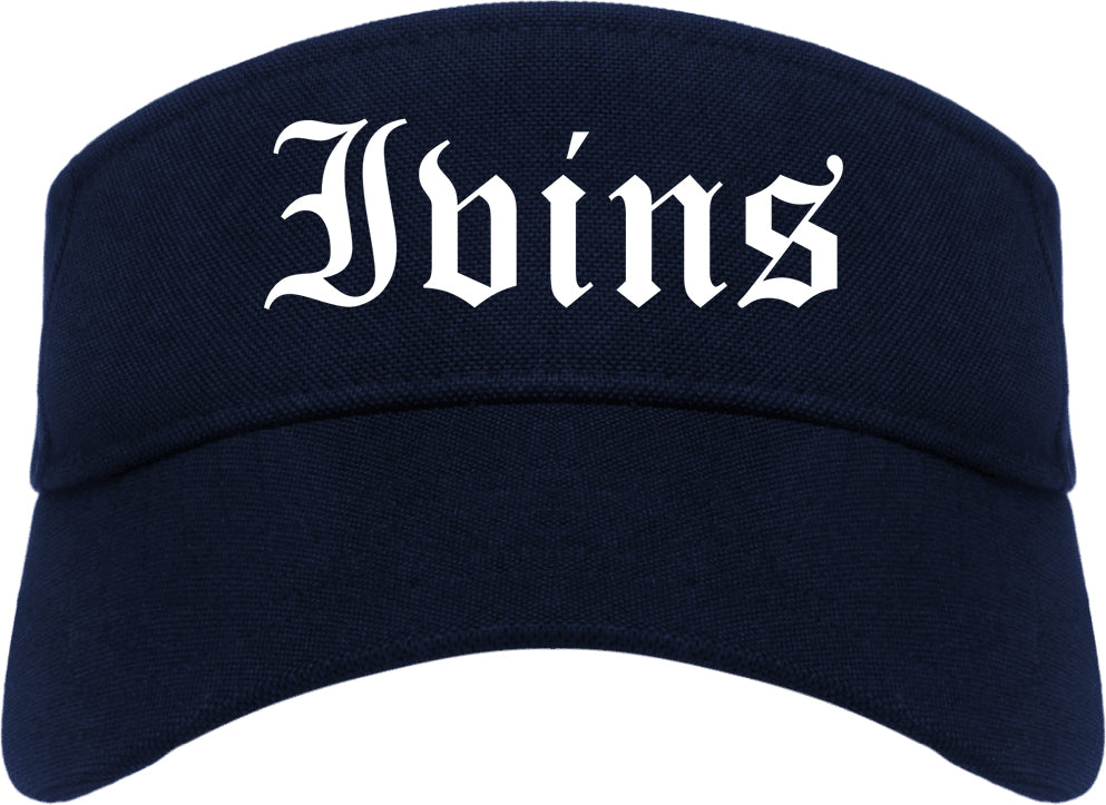 Ivins Utah UT Old English Mens Visor Cap Hat Navy Blue