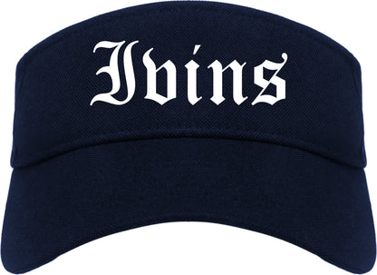 Ivins Utah UT Old English Mens Visor Cap Hat Navy Blue