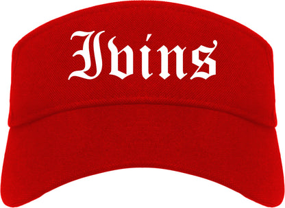 Ivins Utah UT Old English Mens Visor Cap Hat Red