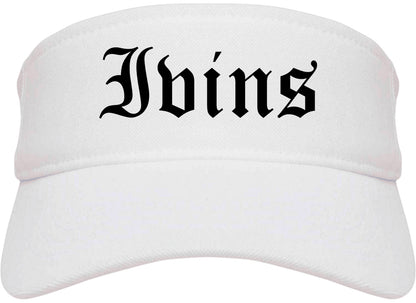 Ivins Utah UT Old English Mens Visor Cap Hat White