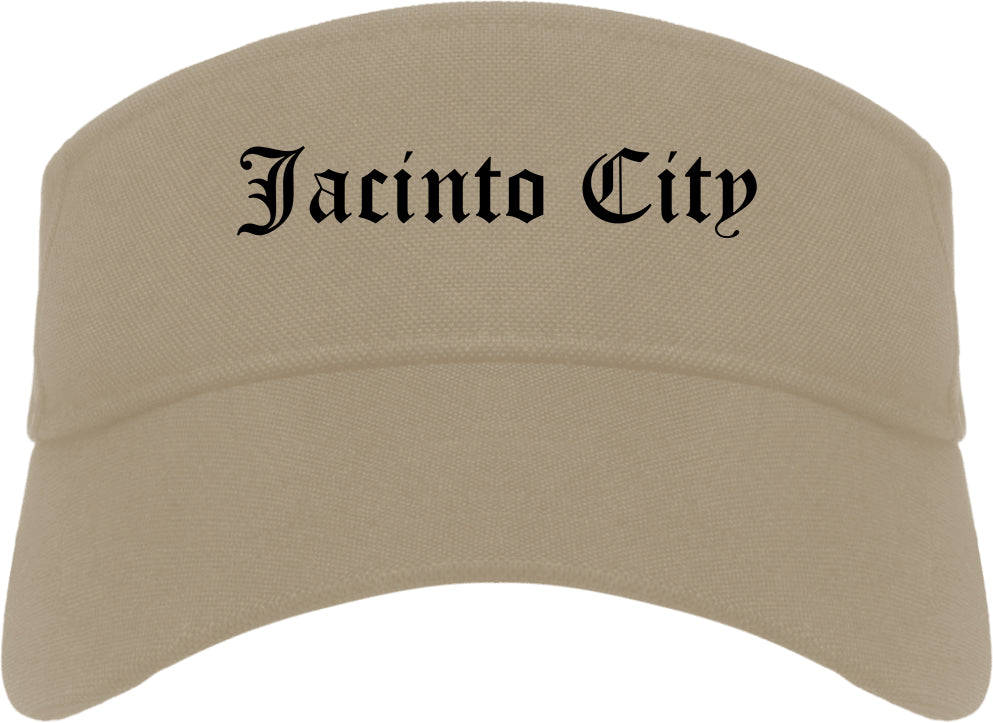 Jacinto City Texas TX Old English Mens Visor Cap Hat Khaki
