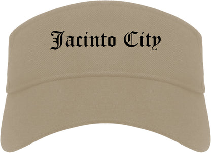 Jacinto City Texas TX Old English Mens Visor Cap Hat Khaki