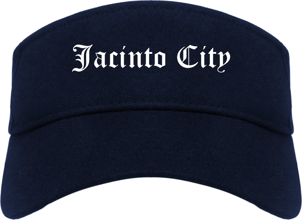 Jacinto City Texas TX Old English Mens Visor Cap Hat Navy Blue