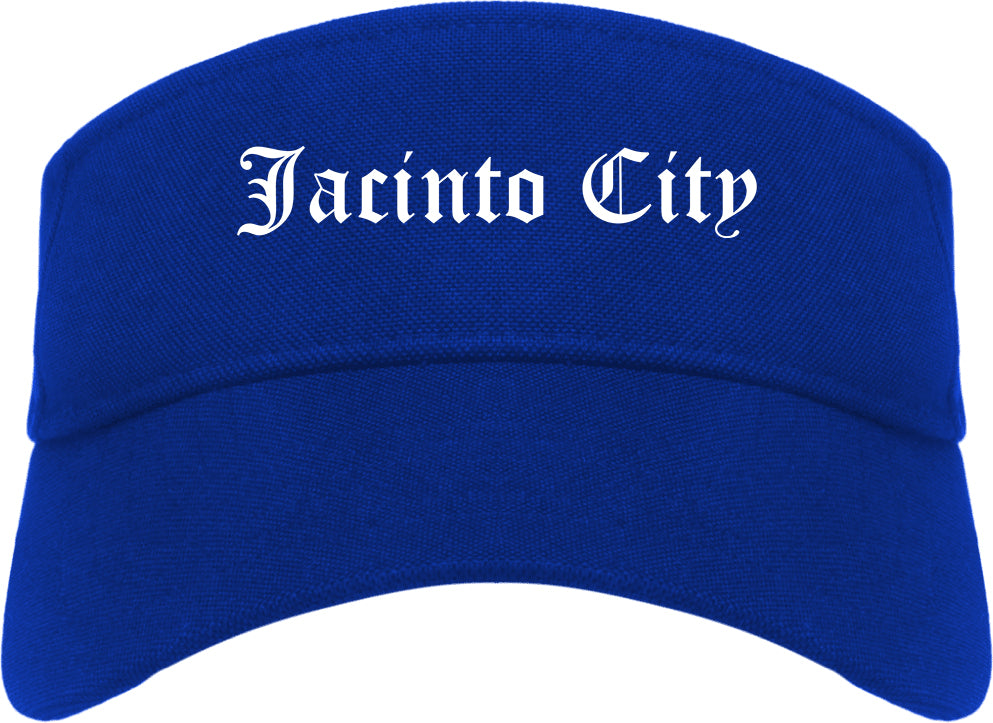 Jacinto City Texas TX Old English Mens Visor Cap Hat Royal Blue