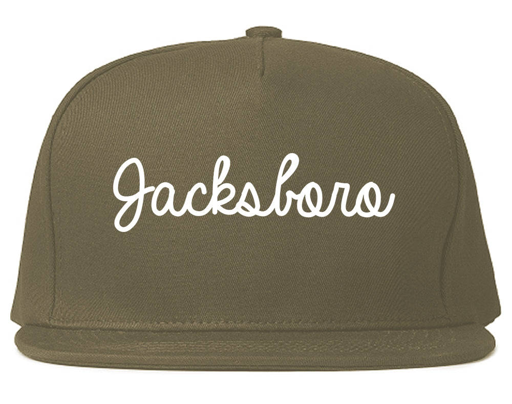 Jacksboro Texas TX Script Mens Snapback Hat Grey