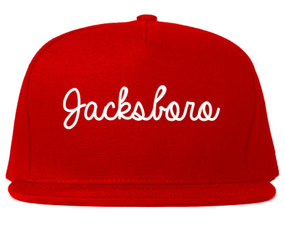 Jacksboro Texas TX Script Mens Snapback Hat Red